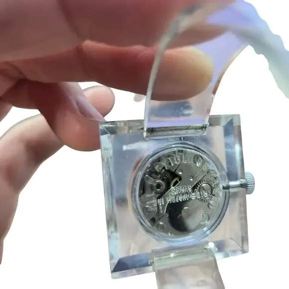 Vintage Sutton Blue Dial/Transparent Case and Bracelet Bangle Watch - Picture 4 of 9